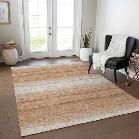 Addison Rugs Chantille Indoor/Outdoor Transitional Stripes Copper Washable Rectangle Rug, 9' x 12'