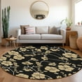 thumbnail image 1 of Addison Rugs Chantille Indoor/Outdoor Transitional Floral Black Washable Round Rug, 8' x 8', 1 of 6