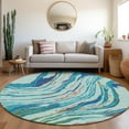 thumbnail image 1 of Addison Rugs Chantille Indoor/Outdoor Transitional Swirls Blue Washable Round Rug, 8' x 8', 1 of 6