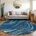 thumbnail image 1 of Addison Rugs Chantille Indoor/Outdoor Transitional Swirls Navy Washable Round Rug, 8' x 8', 1 of 6