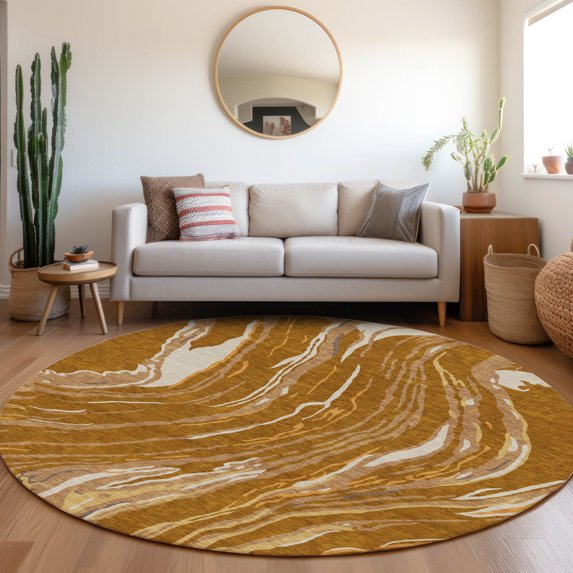 Addison Rugs Chantille Indoor/Outdoor Transitional Swirls Paprika Washable Round Rug, 8' x 8'