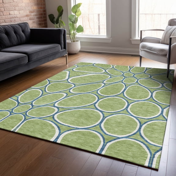 Addison Rugs Chantille Indoor/Outdoor Transitional Circles Aloe Washable Rectangle Rug, 10' x 14'