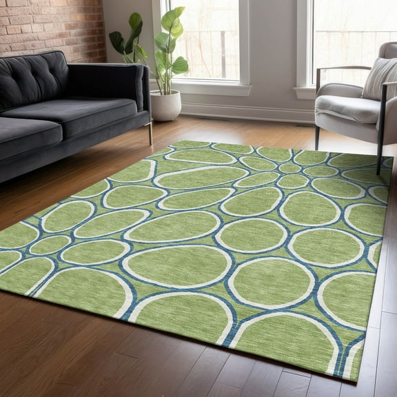 Addison Rugs Chantille Indoor/Outdoor Transitional Circles Aloe Washable Rectangle Rug, 5' x 7'6"