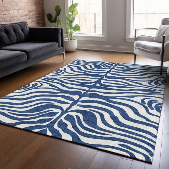 Addison Rugs Chantille Indoor/Outdoor Transitional Geometric, Abstract Navy Washable Rectangle Rug, 8' x 10'