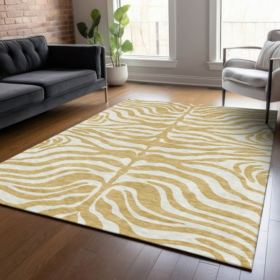 Addison Rugs Chantille Indoor/Outdoor Transitional Geometric, Abstract Gold Washable Rectangle Rug, 10' x 14'