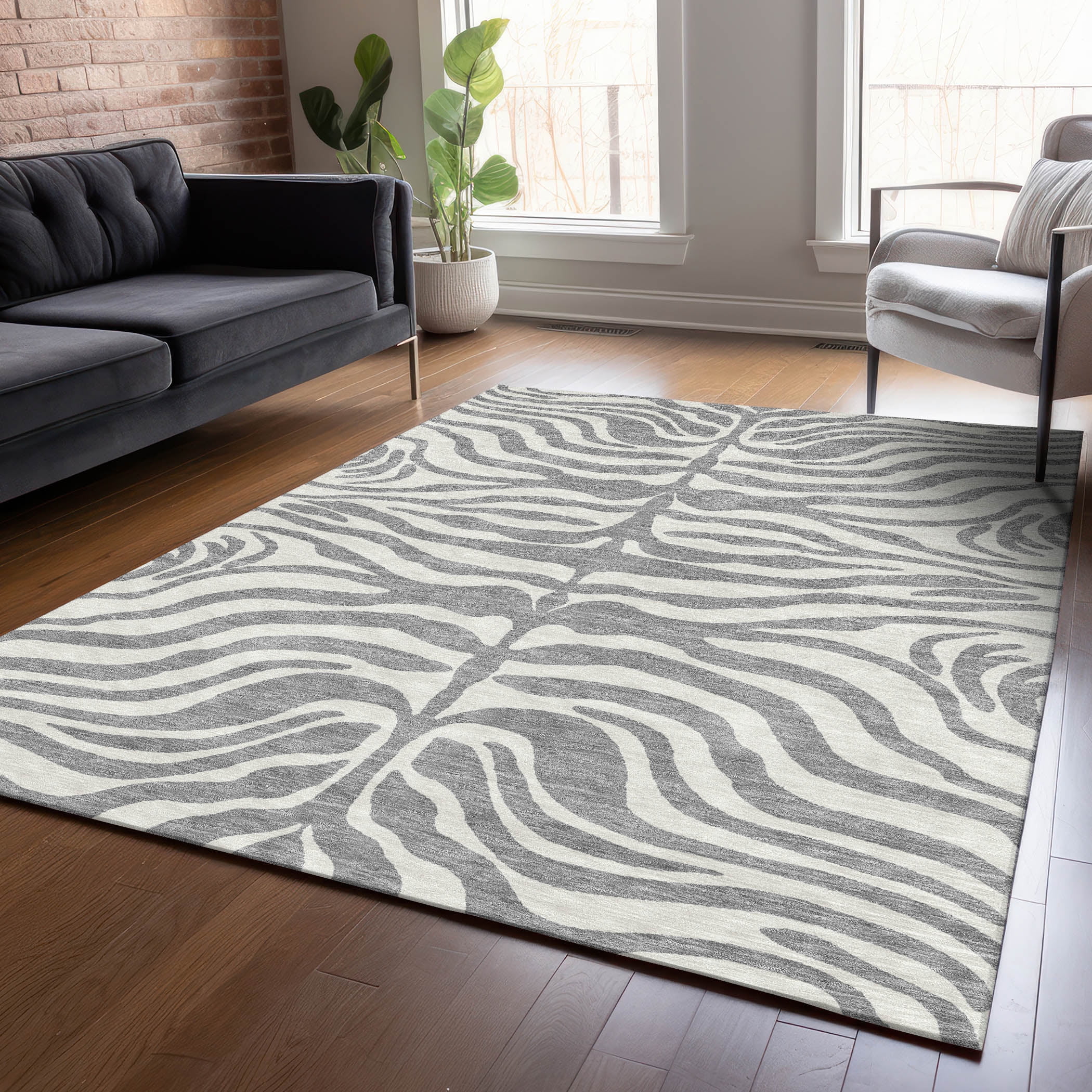 Red Synthetic Rectangular Washable Area Rug 46" x 30"