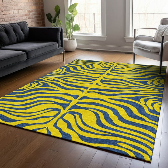 Addison Rugs Chantille Indoor/Outdoor Transitional Animal Print Yellow Washable Rectangle Rug, 2'6" x 3'10"