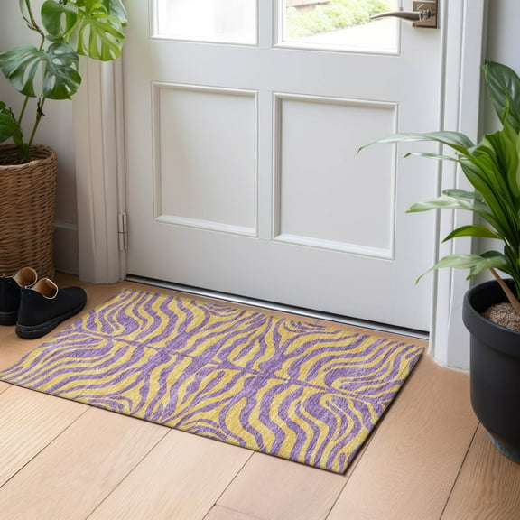 Addison Rugs Chantille Indoor/Outdoor Transitional Animal Print Purple Washable Rectangle Rug, 1'8" x 2'6"