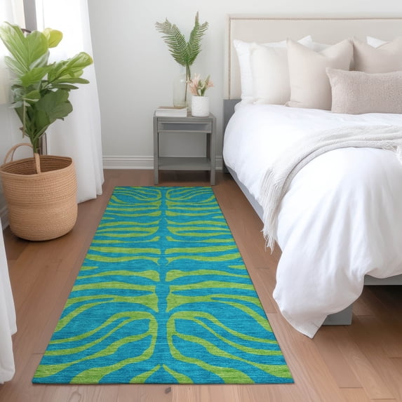 Addison Rugs Chantille Indoor/Outdoor Transitional Animal Print Teal Washable Runner Rug, 2'3" x 7'6"