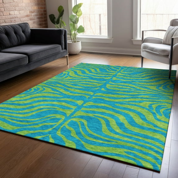 Addison Rugs Chantille Indoor/Outdoor Transitional Animal Print Teal Washable Rectangle Rug, 9' x 12'