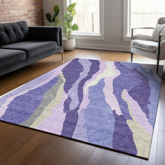 Addison Rugs Chantille Indoor/Outdoor Transitional Waves Purple Washable Rectangle Rug, 10' x 14'