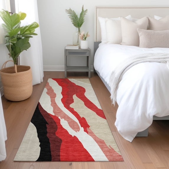 Addison Rugs Chantille Indoor/Outdoor Transitional Waves Red Washable Runner Rug, 2'3" x 7'6"