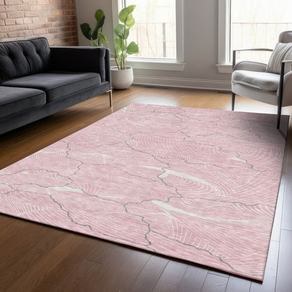 Addison Rugs Chantille Indoor/Outdoor Transitional Lines Pink Washable Rectangle Rug, 9' x 12'