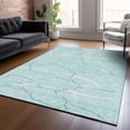 thumbnail image 1 of Addison Rugs Chantille Indoor/Outdoor Transitional Lines Aqua Washable Rectangle Rug, 5' x 7'6", 1 of 6