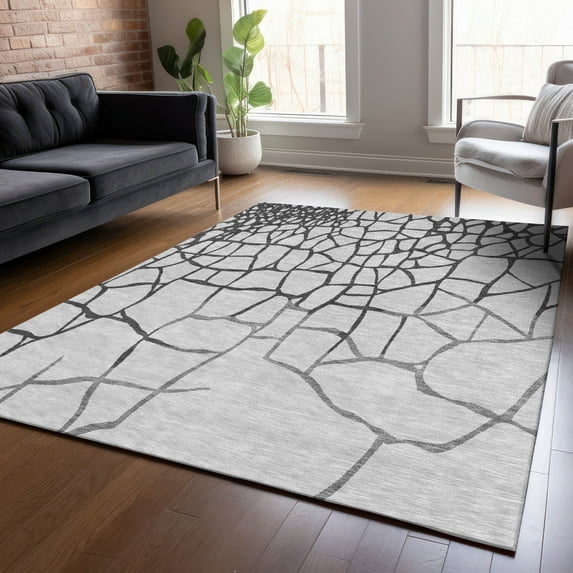 Addison Rugs Chantille Indoor/Outdoor Transitional Squares Gray Washable Rectangle Rug, 2'6" x 3'10"