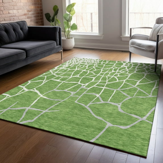 Addison Rugs Chantille Indoor/Outdoor Transitional Squares Green Washable Rectangle Rug, 9' x 12'