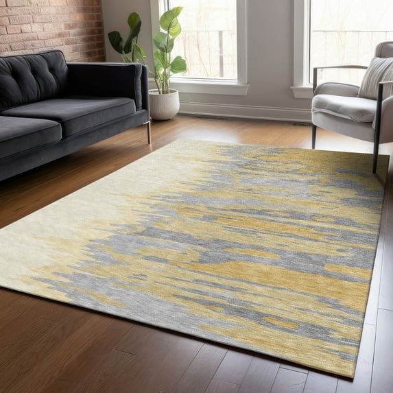 Addison Rugs Chantille Indoor/Outdoor Transitional Abstract Gold Washable Rectangle Rug, 3' x 5'
