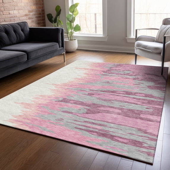 Addison Rugs Chantille Indoor/Outdoor Transitional Abstract Blush Washable Rectangle Rug, 5' x 7'6"
