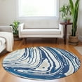 thumbnail image 1 of Addison Rugs Chantille Indoor/Outdoor Transitional Swirls Navy Washable Round Rug, 8' x 8', 1 of 6
