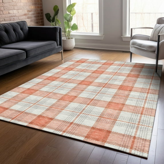 Addison Rugs Chantille Indoor/Outdoor Transitional Geometric, Abstract Coral Washable Rectangle Rug, 5' x 7'6"