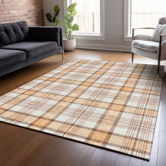Addison Rugs Chantille Indoor/Outdoor Transitional Geometric, Abstract Peach Washable Rectangle Rug, 8' x 10'