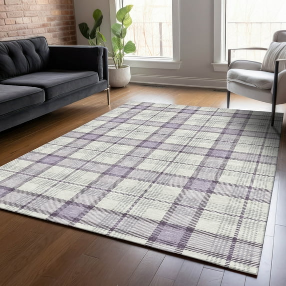 Addison Rugs Chantille Indoor/Outdoor Transitional Geometric, Abstract Lavender Washable Rectangle Rug, 8' x 10'