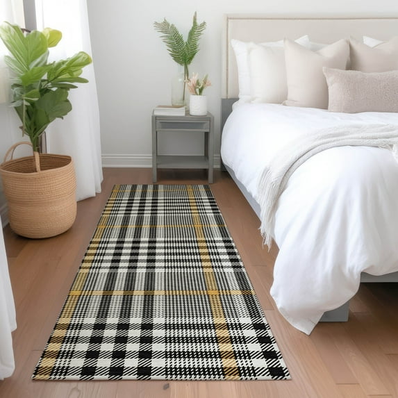 Addison Rugs Chantille Indoor/Outdoor Transitional Geometric, Abstract Black Washable Runner Rug, 2'3" x 7'6"