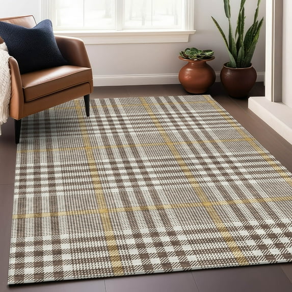Addison Rugs Chantille Indoor/Outdoor Transitional Geometric, Abstract Brown Washable Rectangle Rug, 10' x 14'