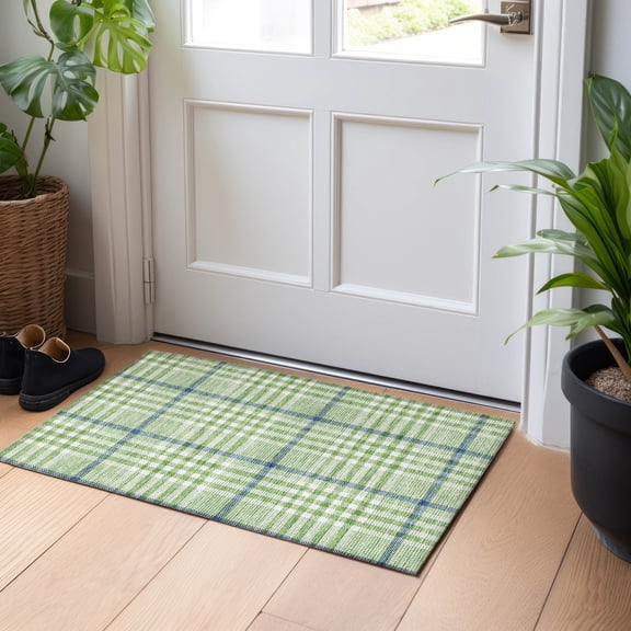 Addison Rugs Chantille Indoor/Outdoor Transitional Geometric, Abstract Green Washable Rectangle Rug, 1'8" x 2'6"