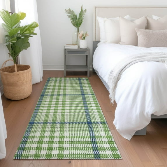Addison Rugs Chantille Indoor/Outdoor Transitional Geometric, Abstract Green Washable Runner Rug, 2'3" x 7'6"