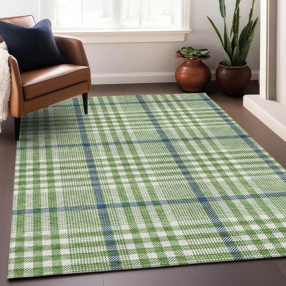 Addison Rugs Chantille Indoor/Outdoor Transitional Geometric, Abstract Green Washable Rectangle Rug, 8' x 10'