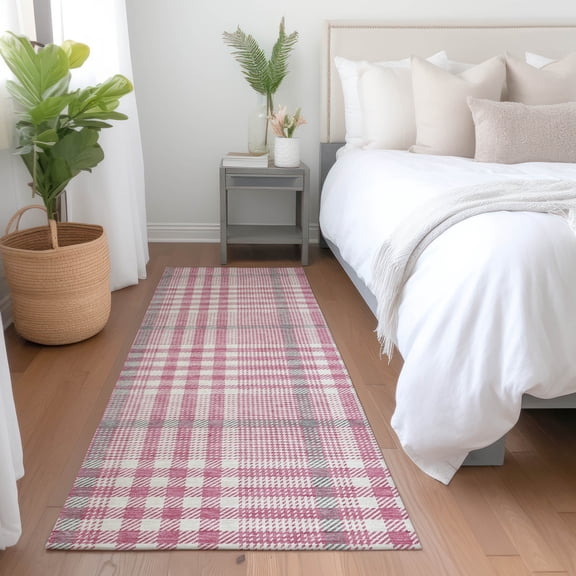 Addison Rugs Chantille Indoor/Outdoor Transitional Geometric, Abstract Blush Washable Runner Rug, 2'3" x 7'6"