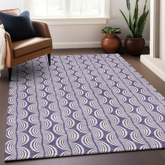 Addison Rugs Chantille Indoor/Outdoor Transitional Swirls Purple Washable Rectangle Rug, 2'6" x 3'10"