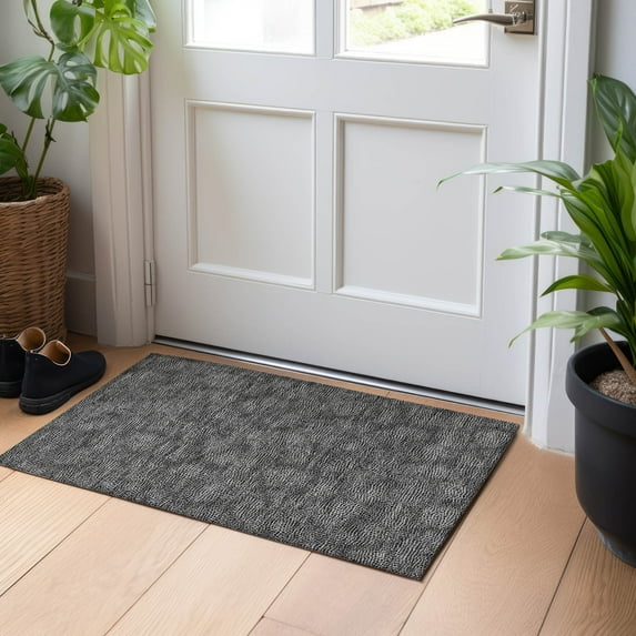 Addison Rugs Chantille Indoor/Outdoor Transitional Geometric Black Washable Rectangle Rug, 1'8" x 2'6"