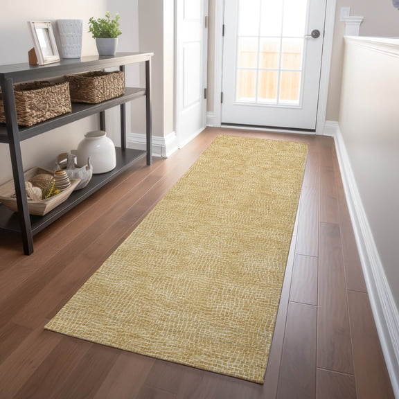 Addison Rugs Chantille Indoor/Outdoor Transitional Geometric Gold Washable Runner Rug, 2'3" x 7'6"