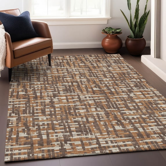 Addison Rugs Chantille Indoor/Outdoor Transitional Geometric, Abstract Chocolate Washable Rectangle Rug, 2'6" x 3'10"