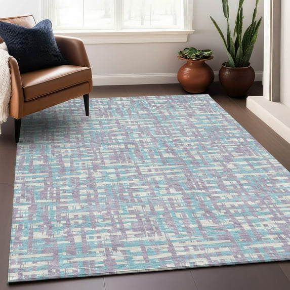 Addison Rugs Chantille Indoor/Outdoor Transitional Geometric, Abstract Lavender Washable Rectangle Rug, 9' x 12'