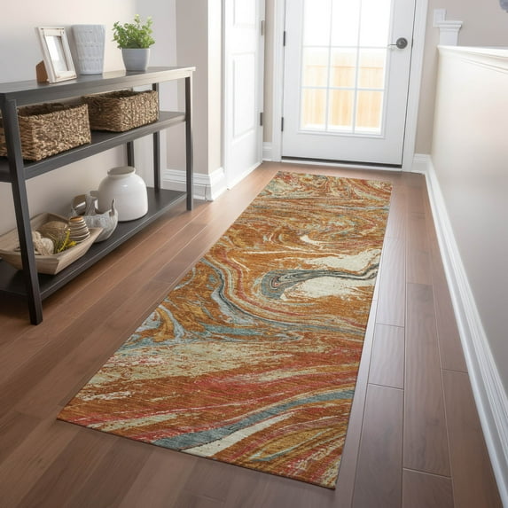 Addison Rugs Chantille Indoor/Outdoor Transitional Geometric, Abstract Paprika Washable Runner Rug, 2'3" x 7'6"