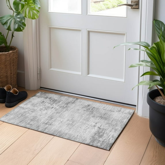 Addison Rugs Chantille Indoor/Outdoor Transitional Abstract Gray Washable Rectangle Rug, 1'8" x 2'6"