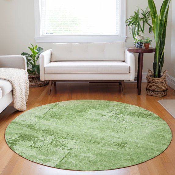 Addison Rugs Chantille Indoor/Outdoor Transitional Abstract Green Washable Round Rug, 8' x 8'