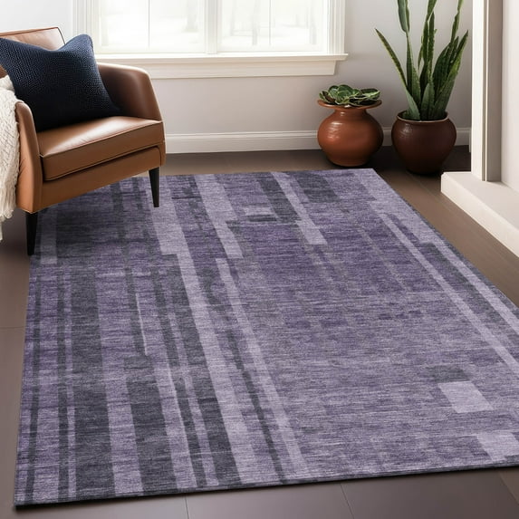 Addison Rugs Chantille Indoor/Outdoor Transitional Stripes Purple Washable Rectangle Rug, 10' x 14'