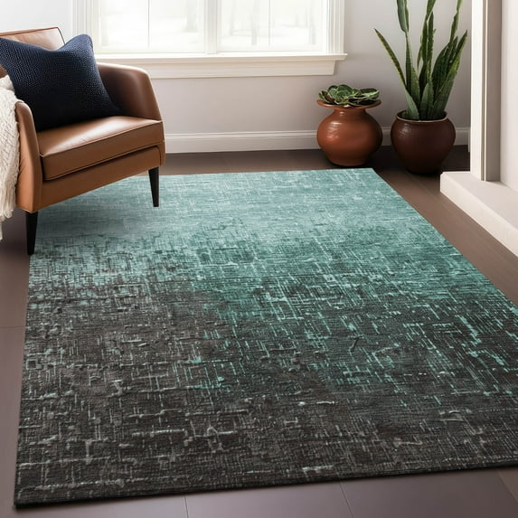 Addison Rugs Chantille Indoor/Outdoor Transitional Ombre Teal Washable Rectangle Rug, 9' x 12'