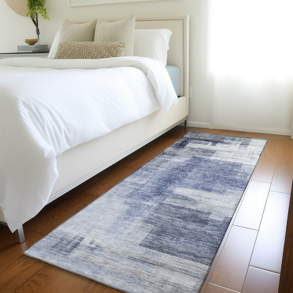 Addison Rugs Chantille Indoor/Outdoor Transitional Squares Denim Washable Runner Rug, 2'3" x 7'6"