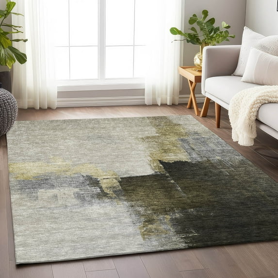 Addison Rugs Chantille Indoor/Outdoor Transitional Abstract Khaki Washable Rectangle Rug, 2'6" x 3'10"