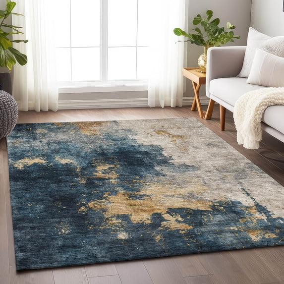 Addison Rugs Chantille Indoor/Outdoor Transitional Abstract Blue Washable Rectangle Rug, 2'6" x 3'10"