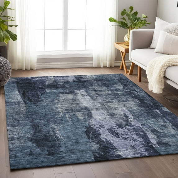 Addison Rugs Chantille Indoor/Outdoor Transitional Modern Navy Washable Rectangle Rug, 9' x 12'