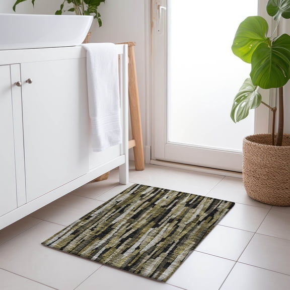 Addison Rugs Chantille Indoor/Outdoor Transitional Stripes Brown Washable Rectangle Rug, 1'8" x 2'6"