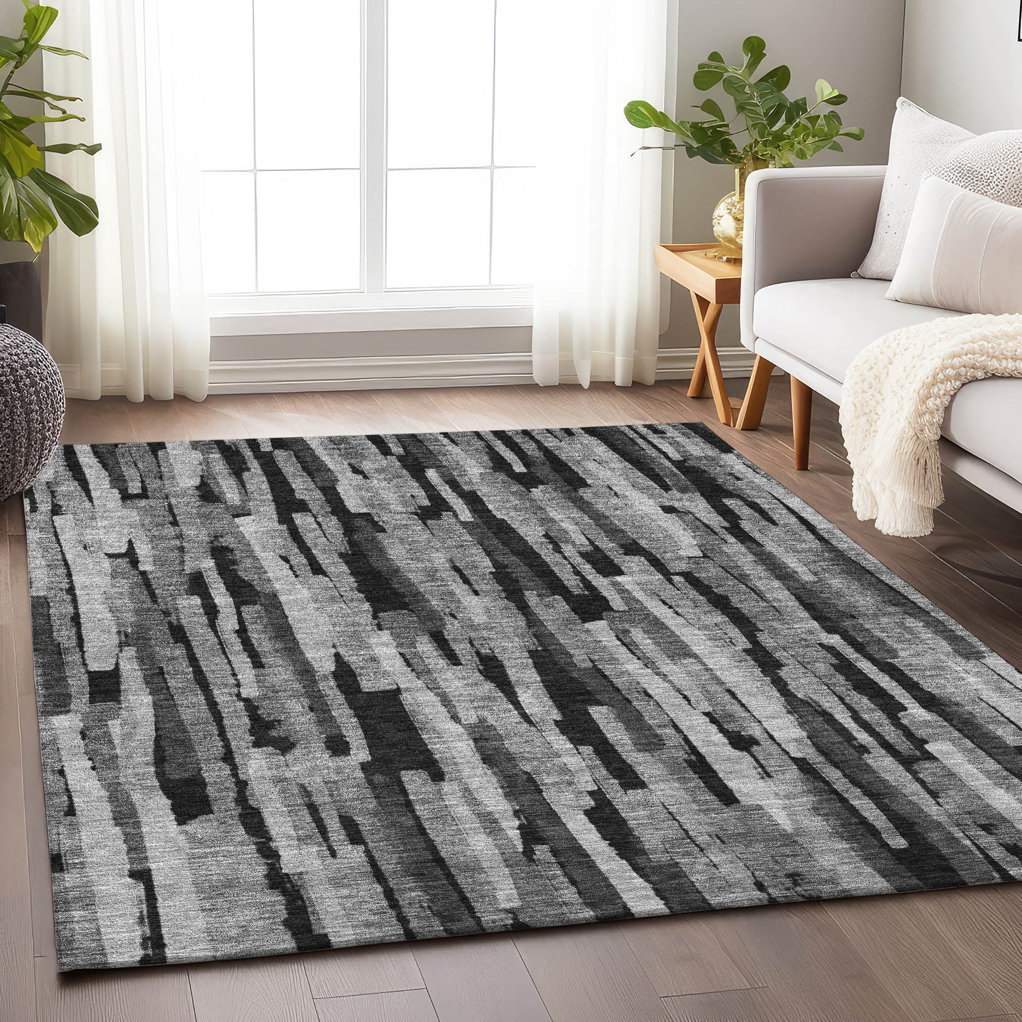 Addison Gray Flat Woven Synthetic Washable 2'6" x 3'10" Rug