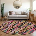 thumbnail image 1 of Addison Rugs Chantille Indoor/Outdoor Transitional Stripes Pink Washable Round Rug, 8' x 8', 1 of 6