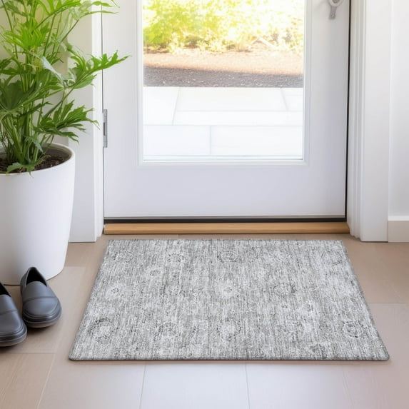 Addison Rugs Chantille Indoor/Outdoor Transitional Damask Gray Washable Rectangle Rug, 1'8" x 2'6"